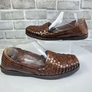Sunsteps Women's Size 10 Hand Woven Brown Leather Huarache Fisherman Sandals